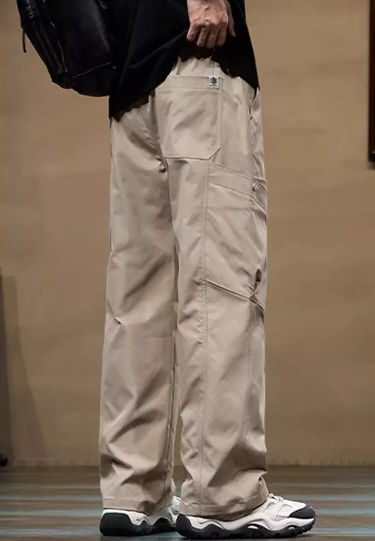 抽繩休閒寬腿褲