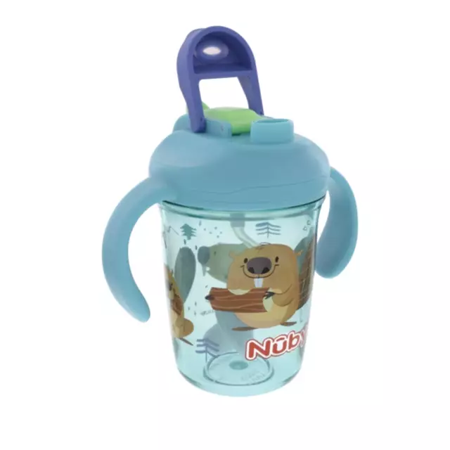Nuby 2 Handle Multifunction Flip-It Cup 240ml Birds - Botol Minum Anak BPA Free 2 in 1 12M+