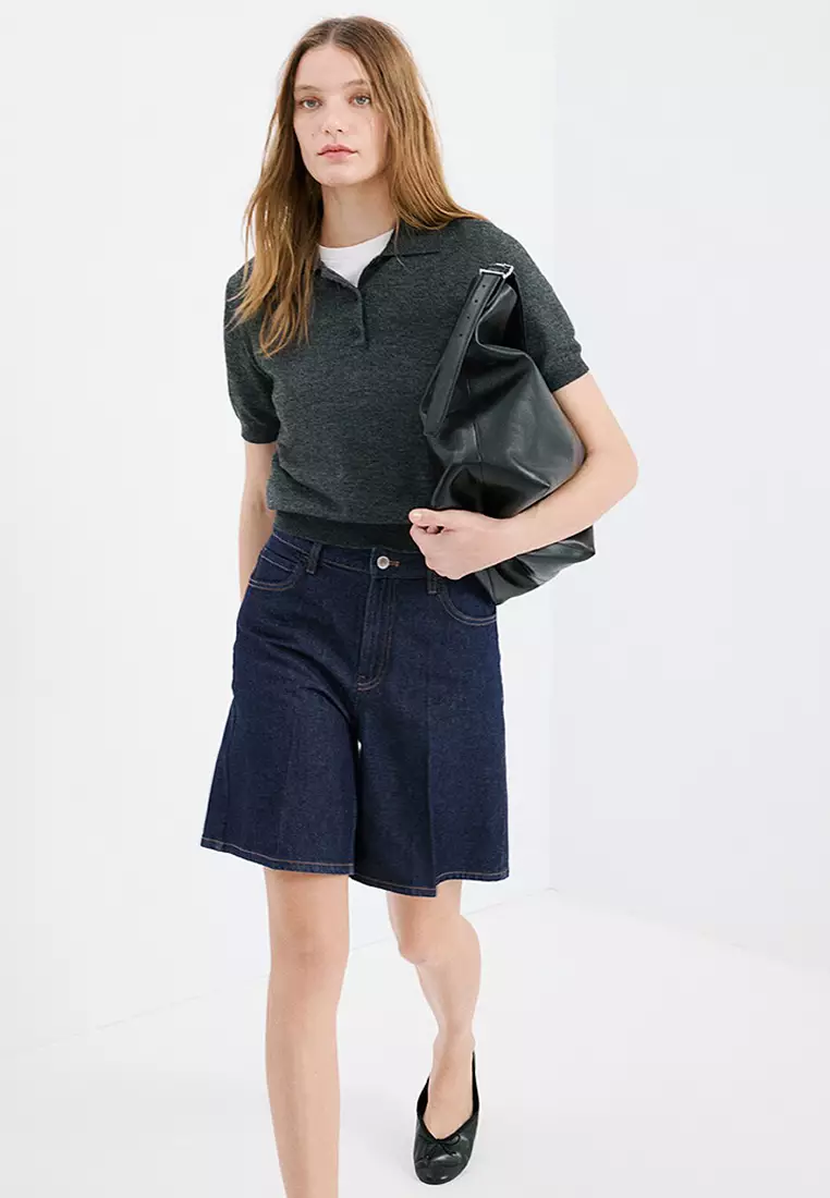 High-Waist Straight-Fit Denim Shorts