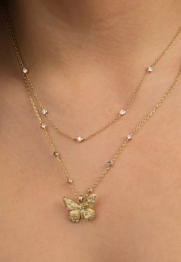 Butterfly Rainbow & Gold Necklace