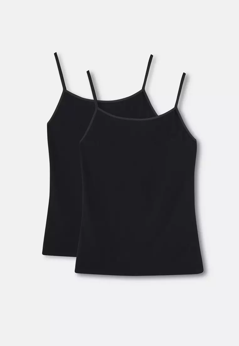 Thin strap clearance black tank top