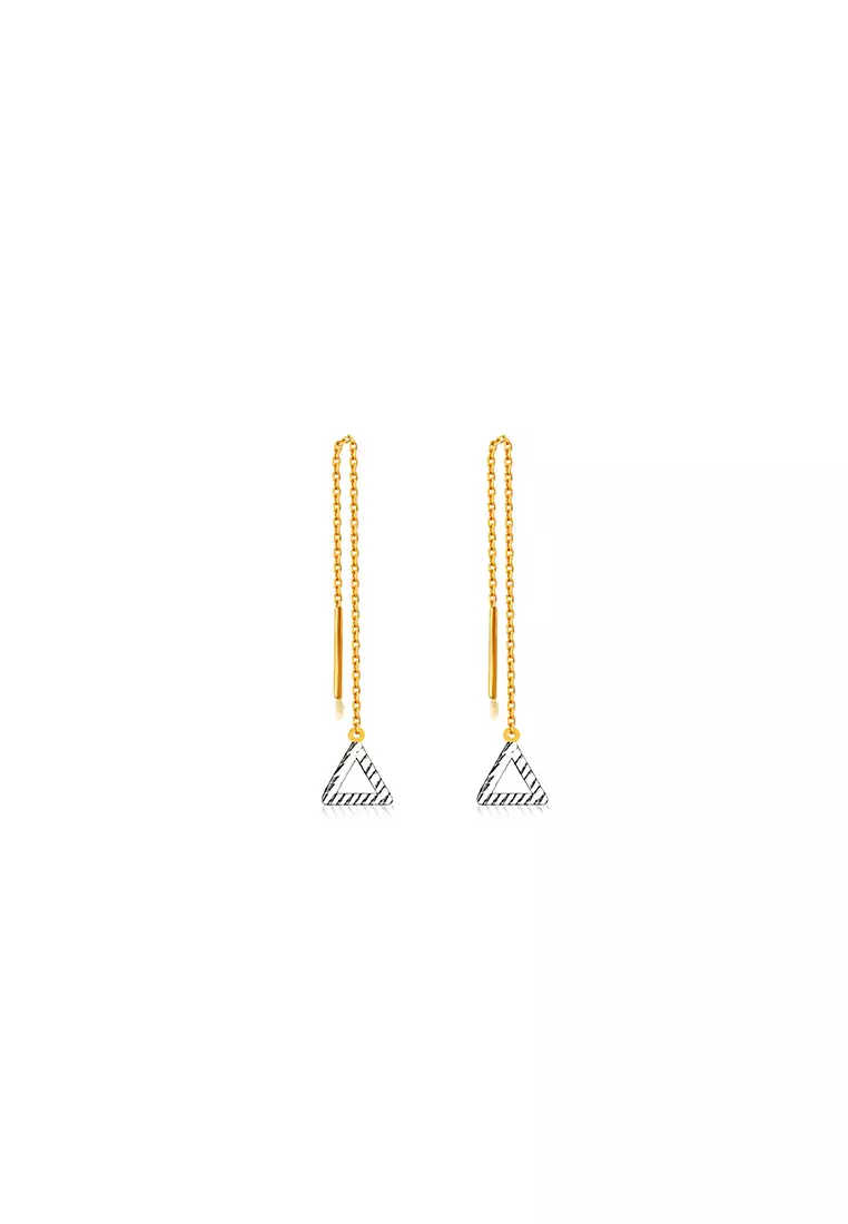 5G Gold Collection 375/9K Gold Triangle Chain Drop Earrings S16