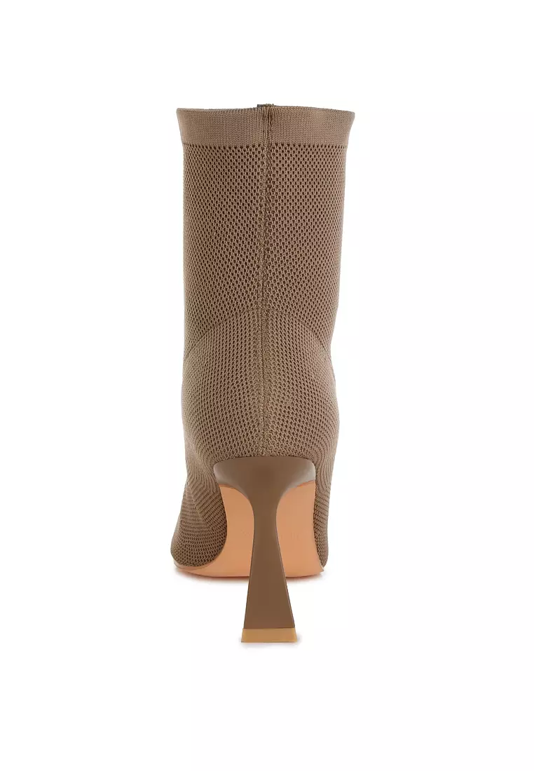 Knitted Sock Boots In Taupe