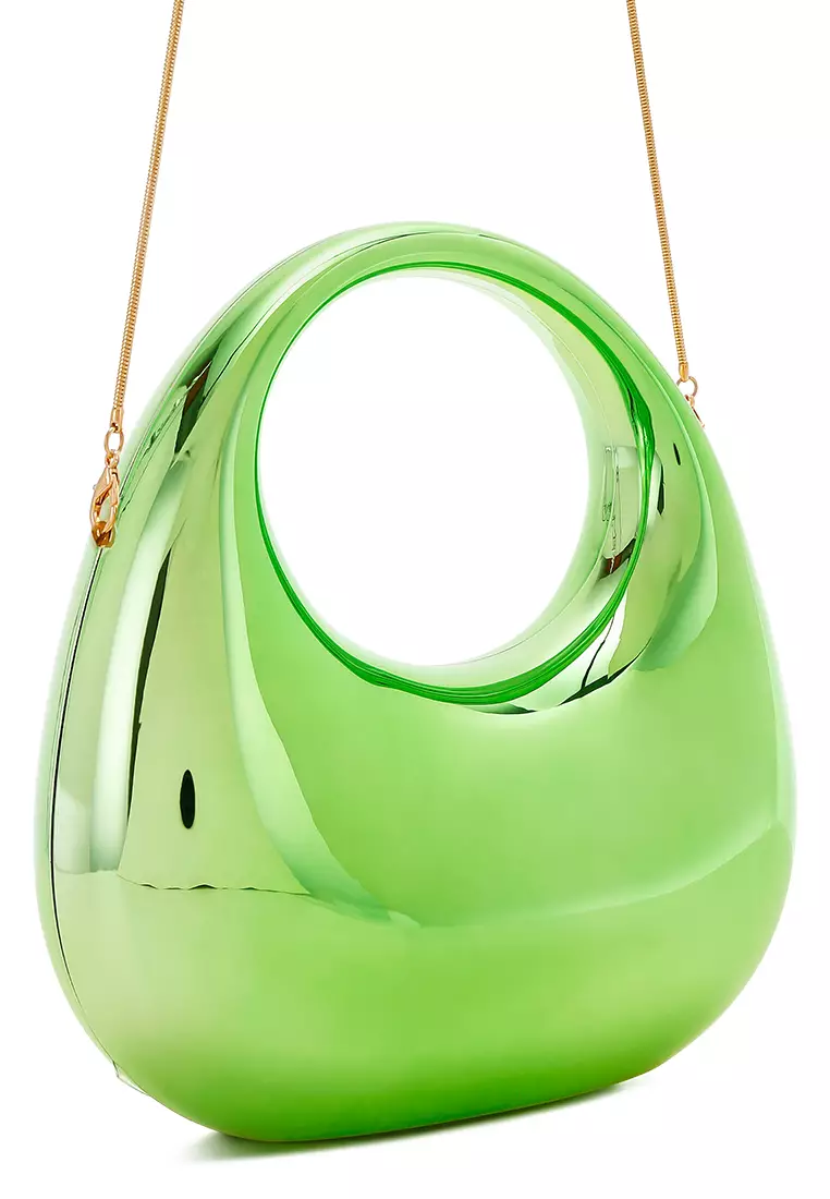 Tas Genggam Mini Metalik Akrilik Warna Hijau