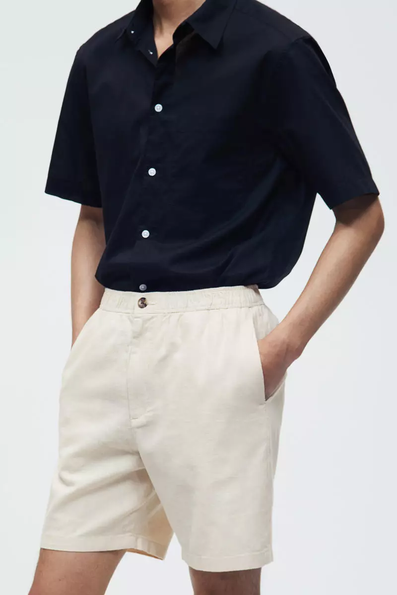 Regular Fit Linen-blend shorts