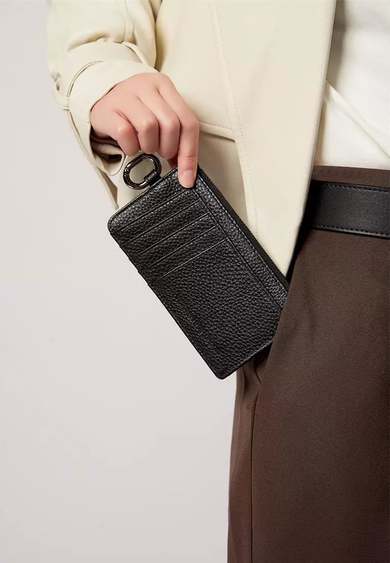 Jov 真皮卡包 小号拉链卡夹 10+卡位-黑色