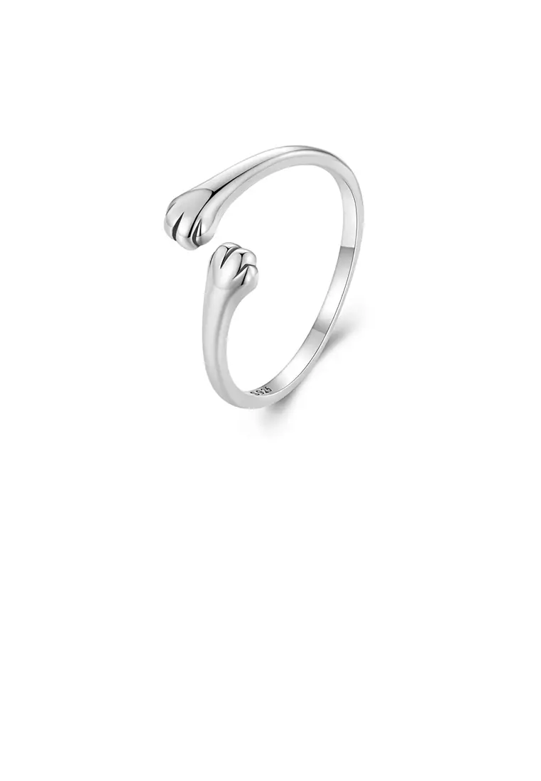 Buy Glamorousky 925 Sterling Silver Simple Cute Cat Paw Adjustable