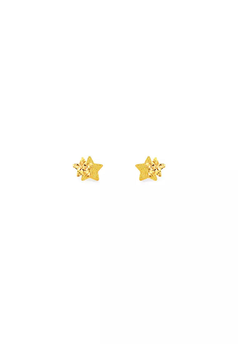 916/22K Gold Star Earrings S118