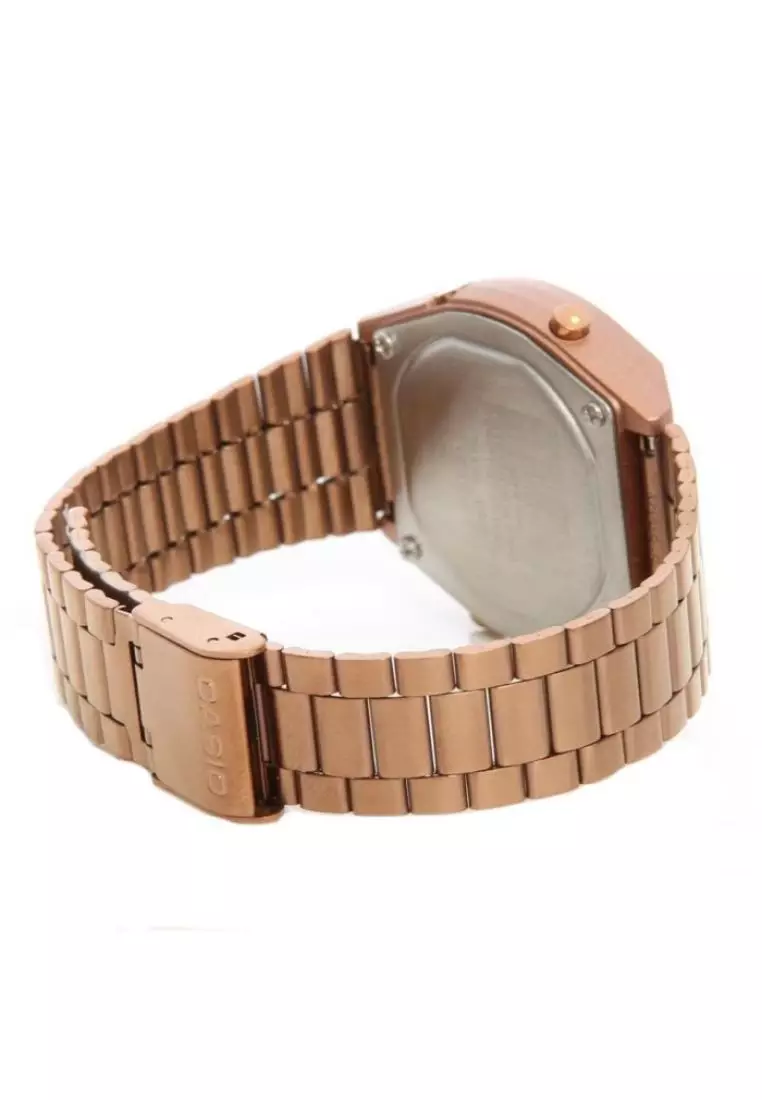 Vintage Men's Digital B640WC-5A Stainess Steel Band Rose Gold Watch