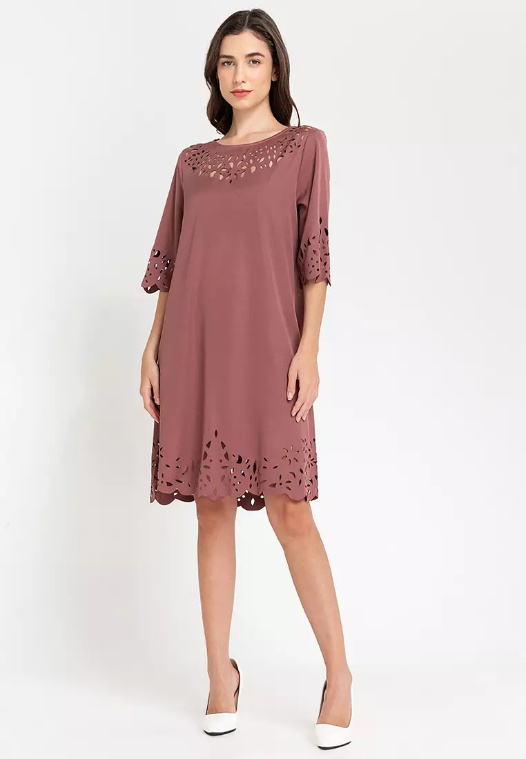 Caryl Laser Cut Hem Dress