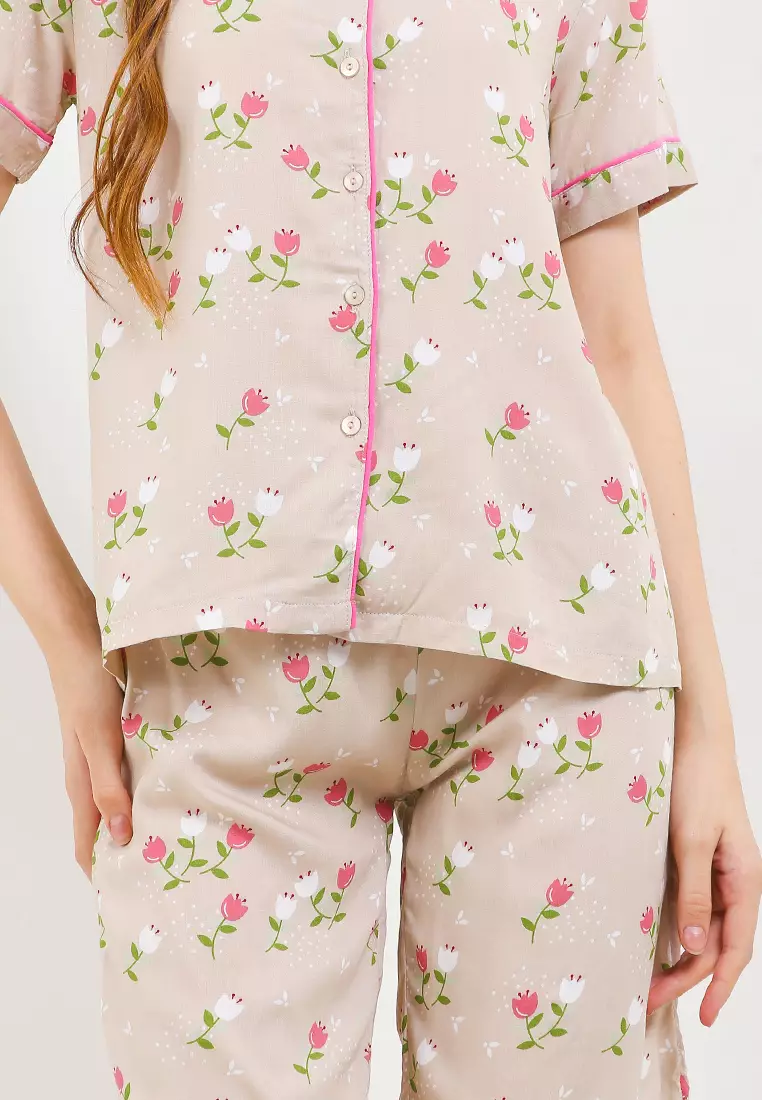 Pyjama Pijama Viscose Short Sleeve Short Pants Sleepwear