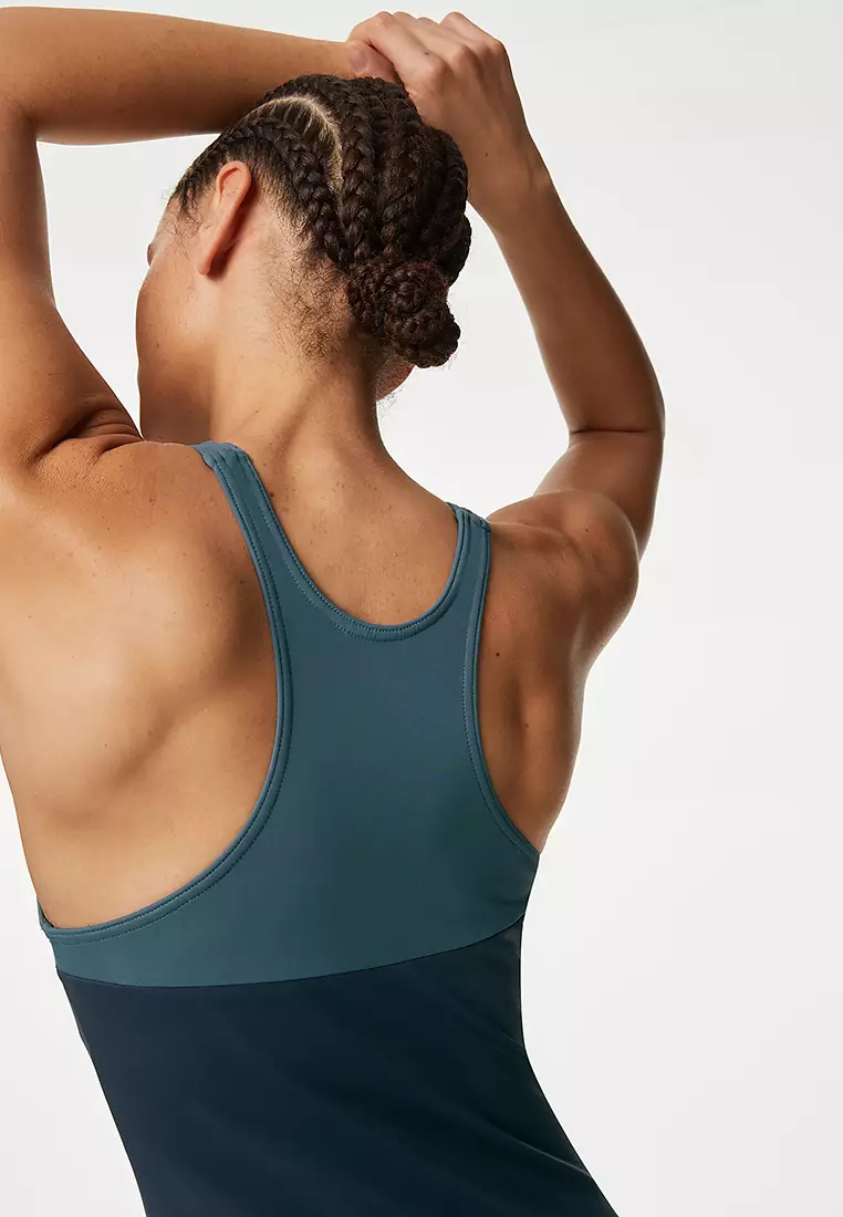 Colour Block Racer Back Swimsuit