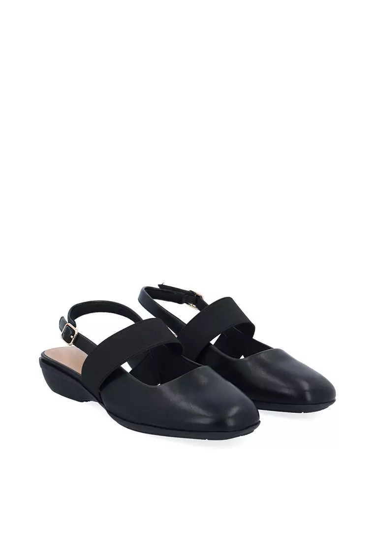 Black Tessa Elastic Slingback Pumps