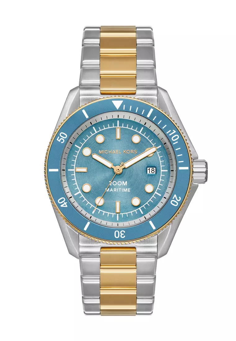Michael Kors Men's Maritime Analog Watch ( MK9169 ) - Quartz, Silver Case, Round Dial, 22 MM Two Tone Stainless Steel Band