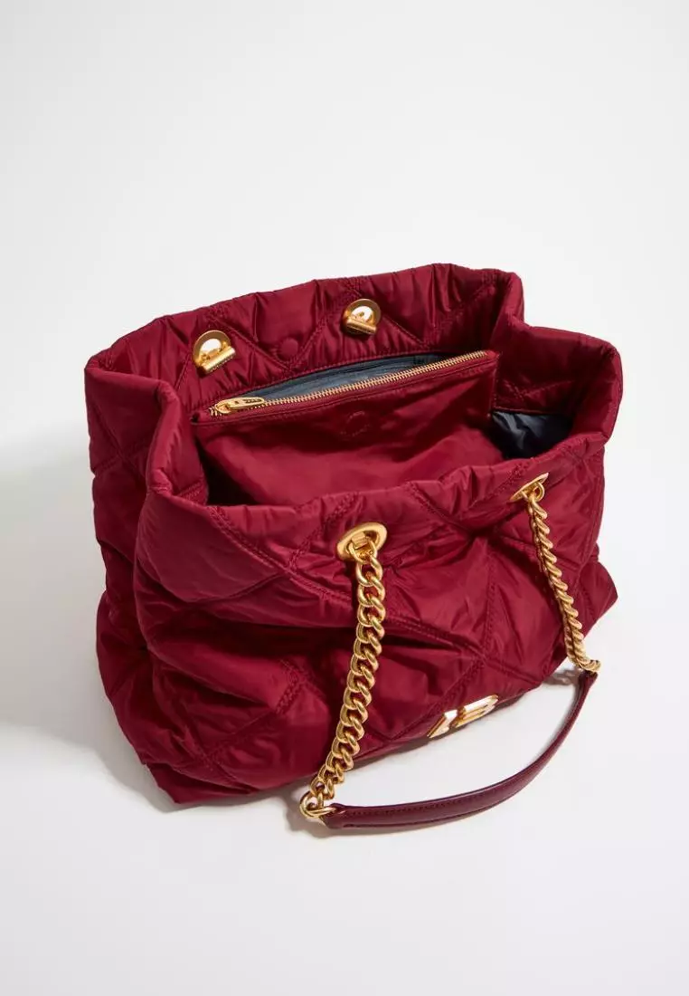 Bimba Y Lola Large Dark Red Padded Shopper Bag