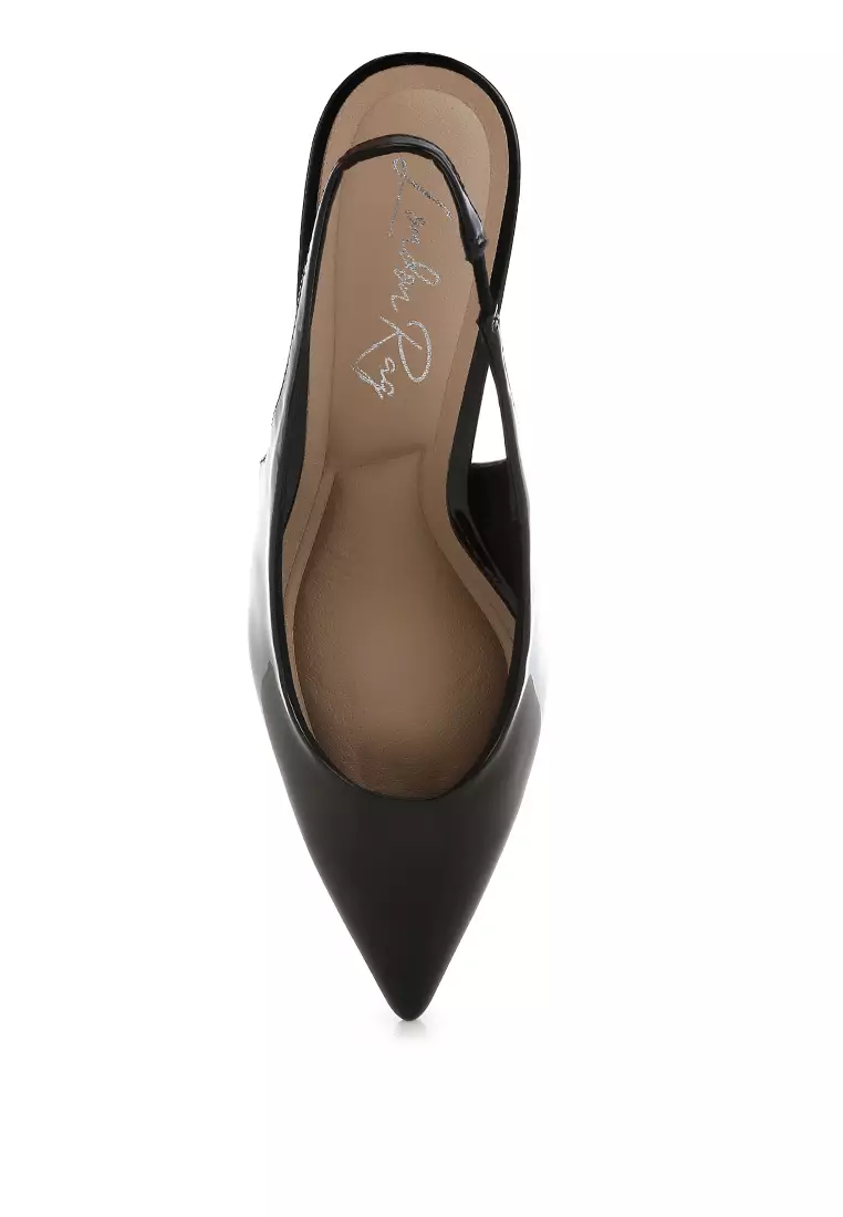 Kitten Heel Slingback Sandals in Black