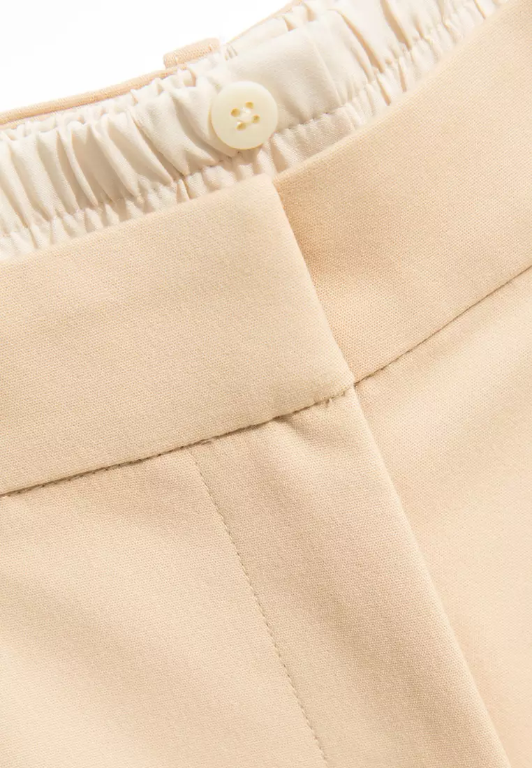 Double Layer Waistband Straight Cut Pants