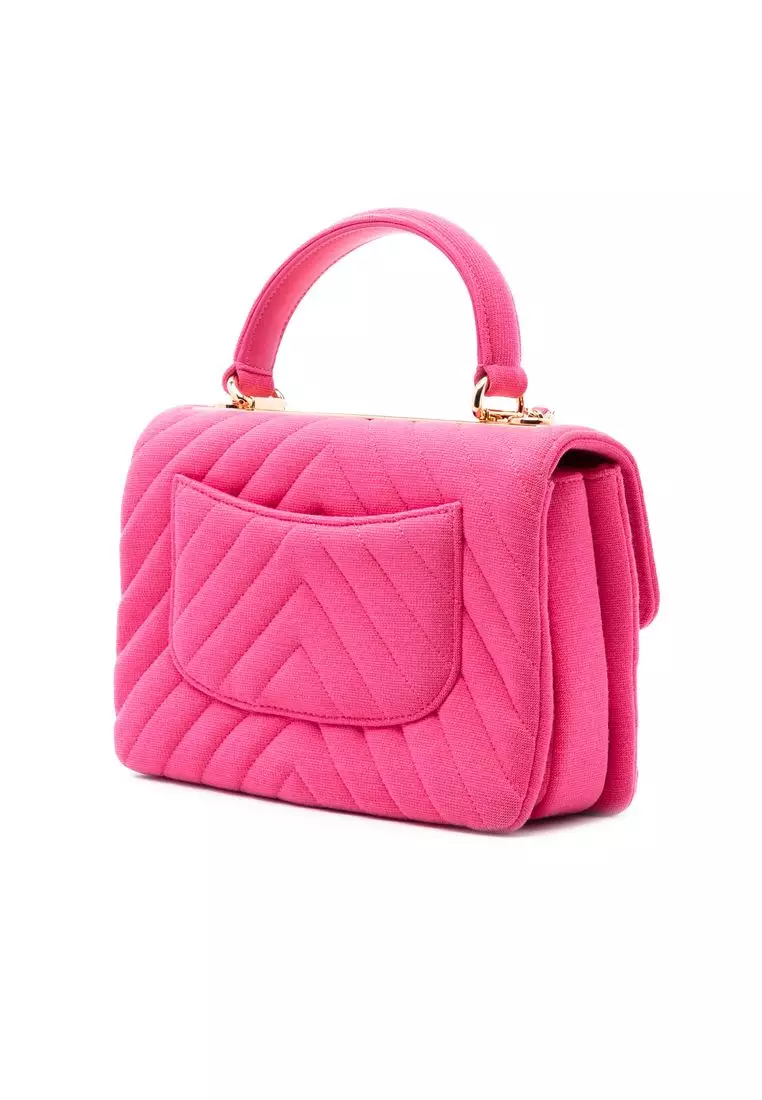 Pre-Loved Chanel Small Chevron Jersey Trendy Cc Top Handle Flap