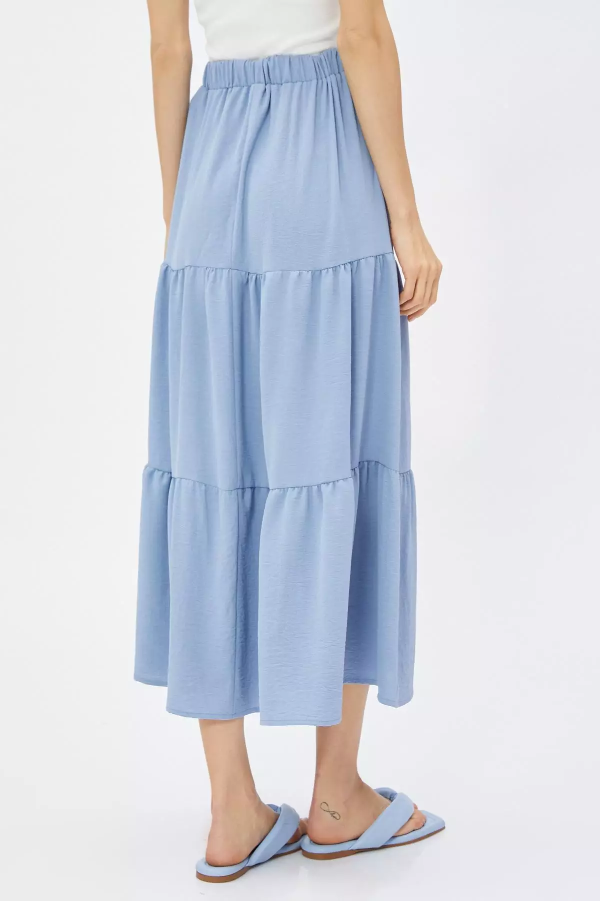 【美品】 Elastic with Skirt Midi Tiered KOTON Buy Waist Online 2025 帽子