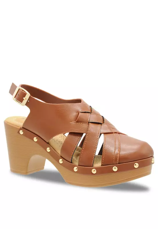 Solid Tone Wooden Casual Heels