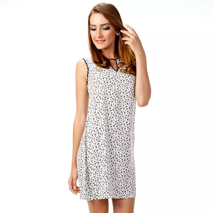 Sophistix Olive Dress in White Floral Print