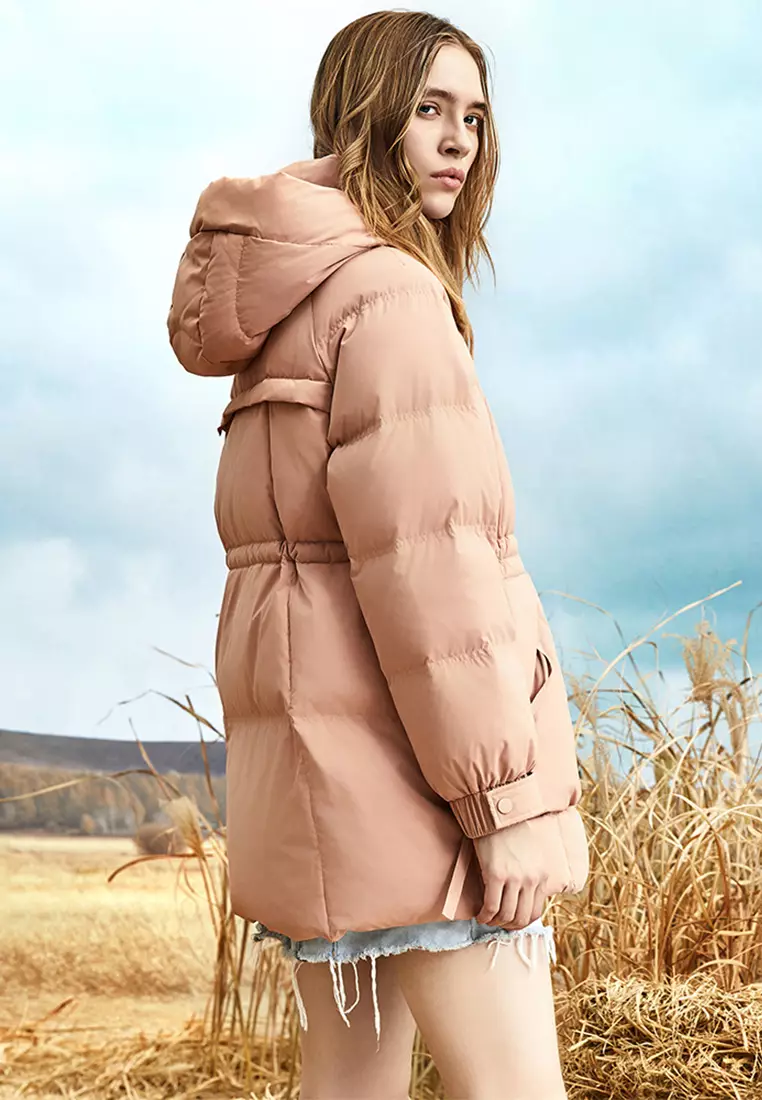 Down coat with hood outlet