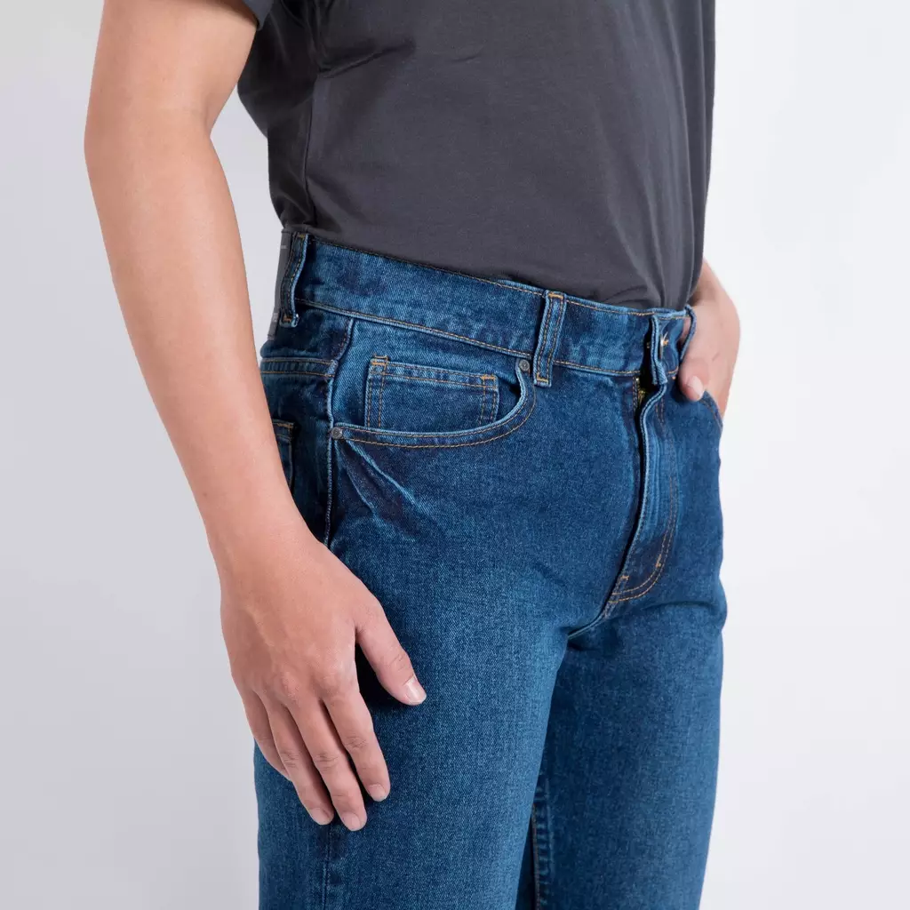 TRIPLE Celana Jeans Non Stretch Regular Slim Medium Wash (191 858 BWB)