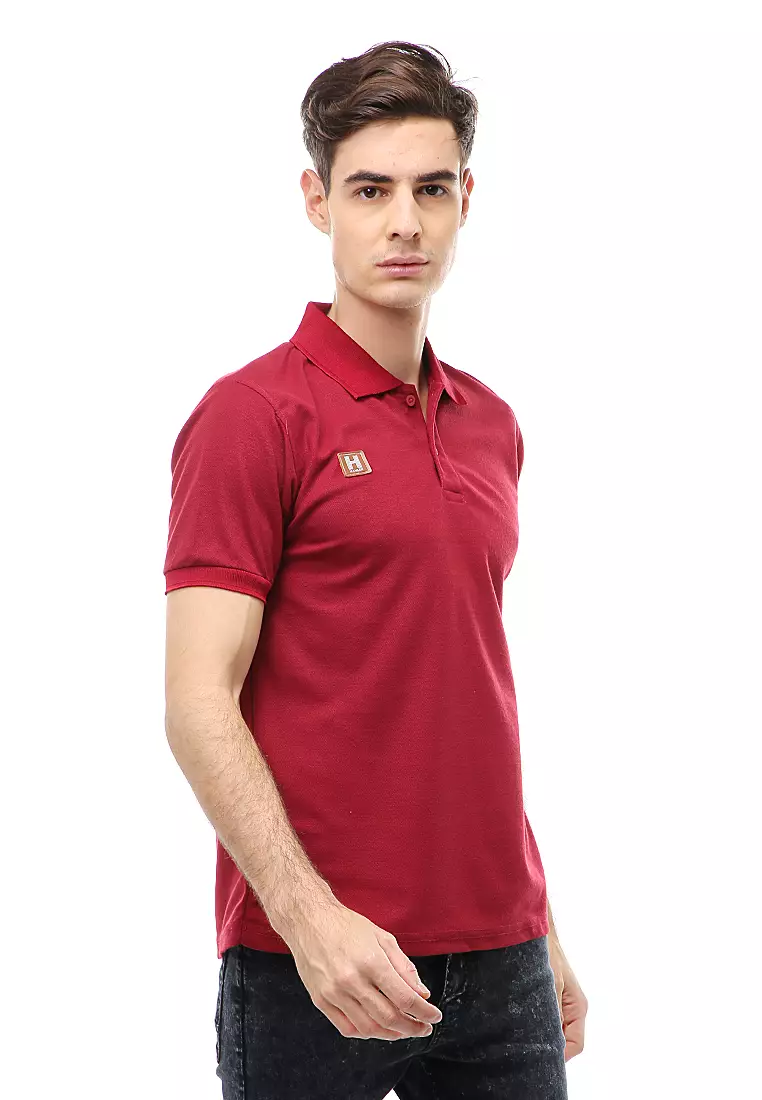Jack Atasan Formal Pria T-Shirt Kaos Polo Polos Lengan Pendek Material Cotton ORIGINAL - Maroon