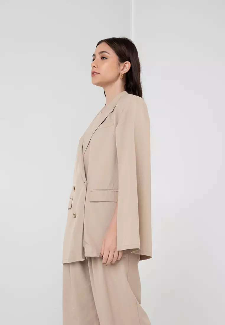 Beige sale cape blazer
