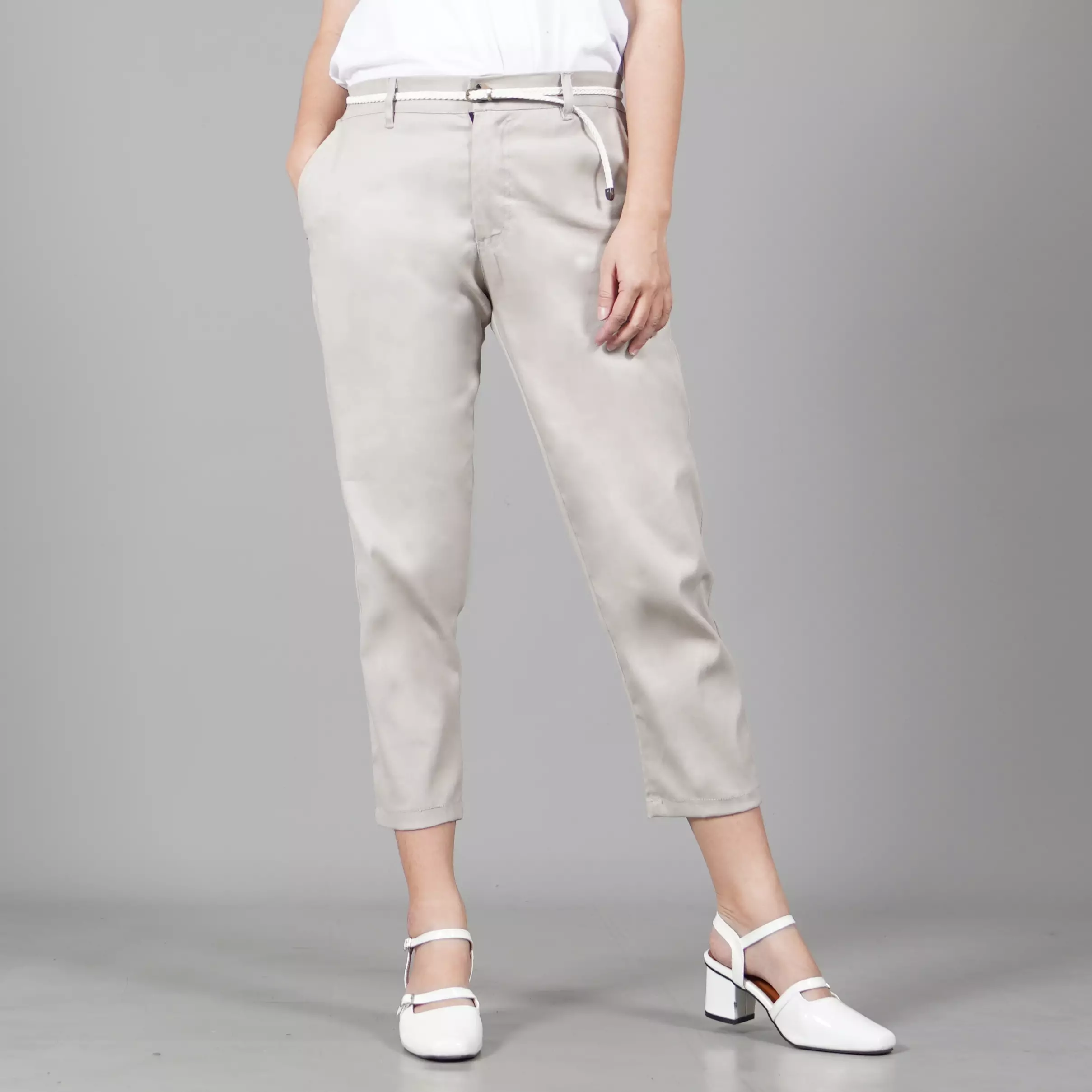  AURORA Celana Wanita Earth Tone Color Celana 3/4 Wanita - KREM