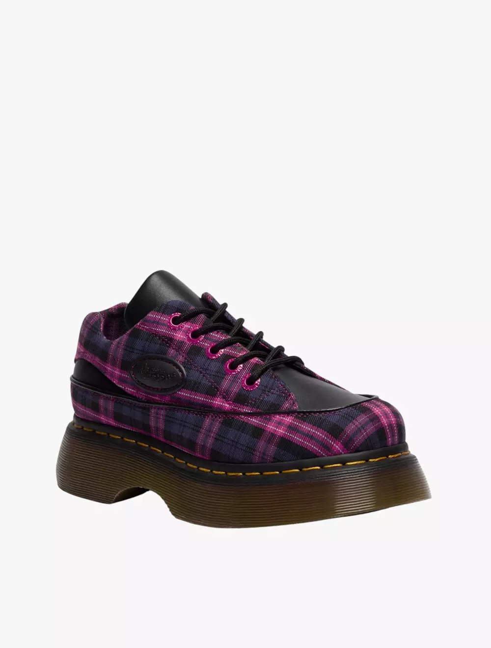 Dr. Martens Buzz 5i 5 Eye Shoe Black+Pink Multi Tartan Woven+Sendal