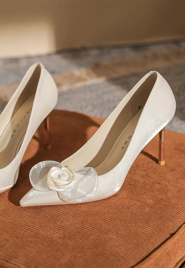 6CM Lace Flower Suede High Heels IF817-10-1