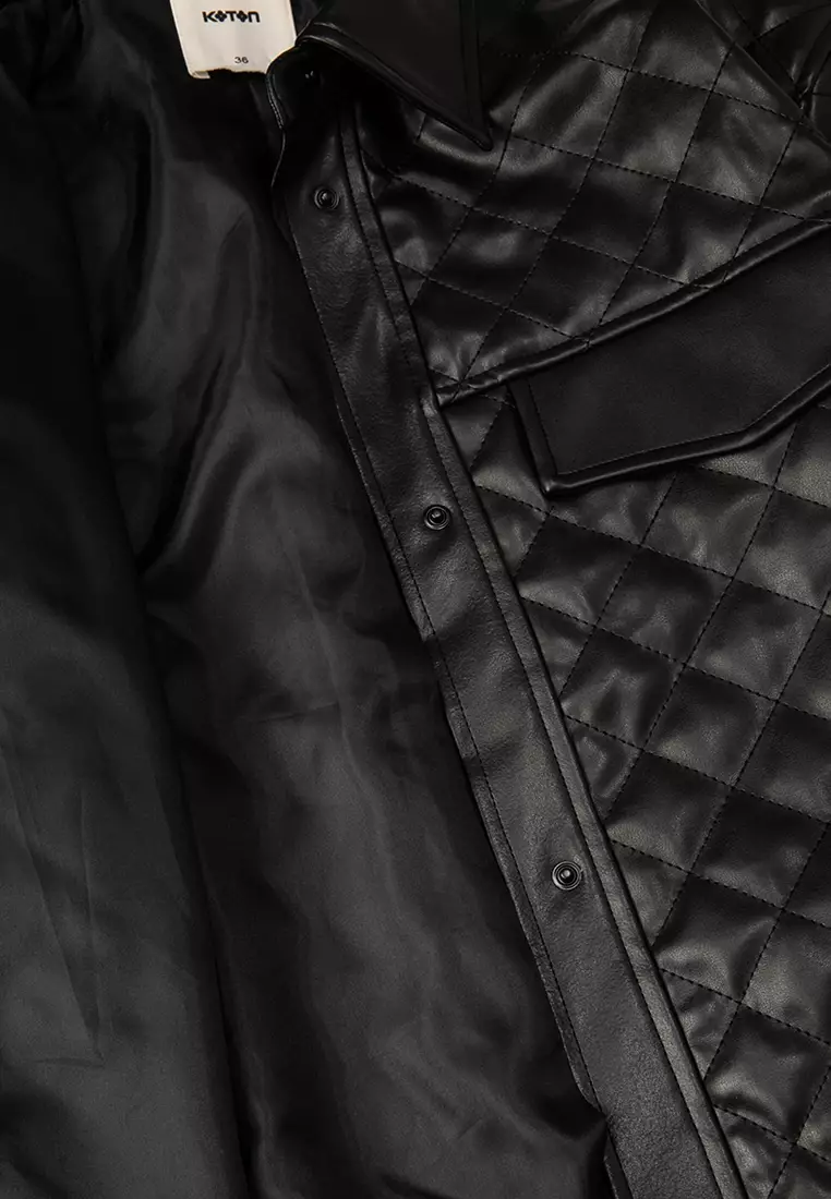 Faux Leather Quilted Jacket