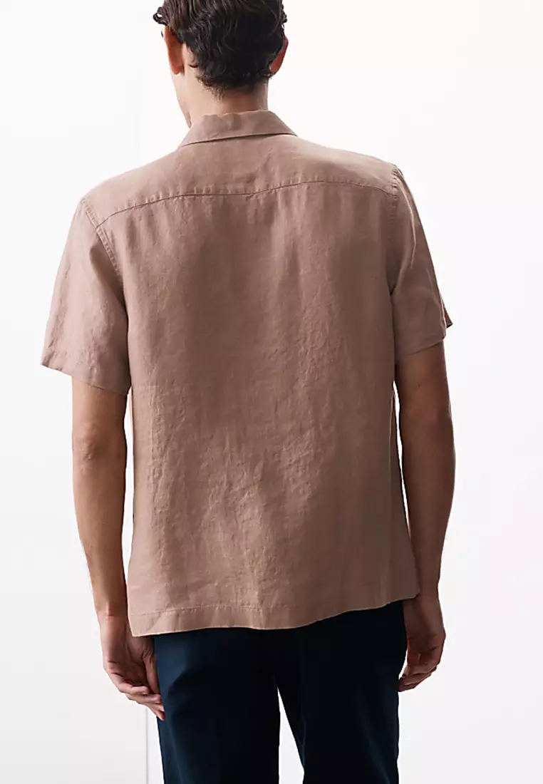 Pure Linen Herringbone Cuban Collar Shirt