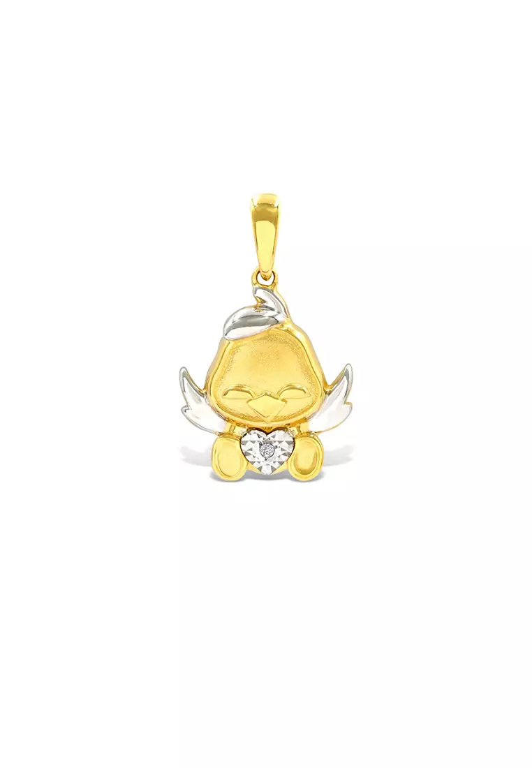Diamondtalk 9k White & Yellow Gold Diligent Rooster Diamond Pendant Pdt00088-a10