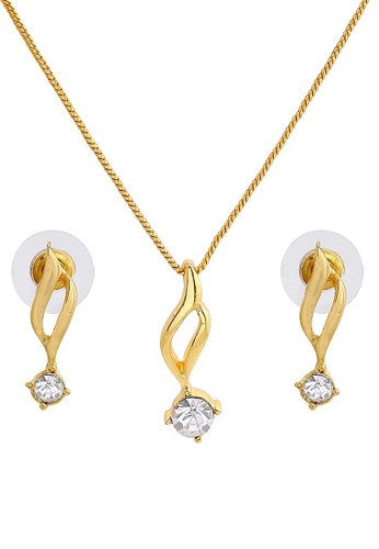 estele gold Estele Gold Plated Solitaire Necklace Set for Women 5BC8FAC766E093GS_1