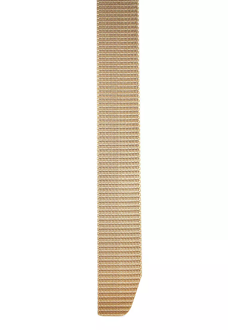 Ilo Aksesoris Fashion Pria Casual Belt Desain Simple Model Jepit Ikat Pinggang Material Canvas ORIGINAL - Cream
