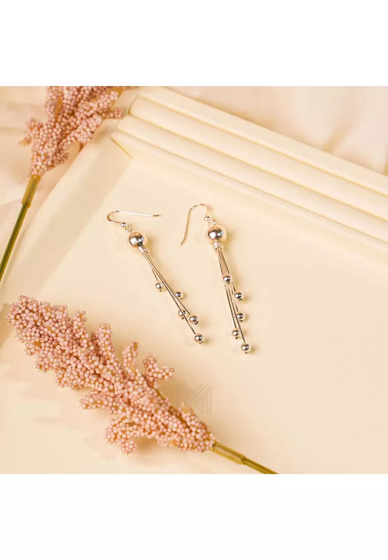 Millennia 2000 Chandelier Hanging Ball Hook Silver Dangle Earrings with 925 Sterling Silver