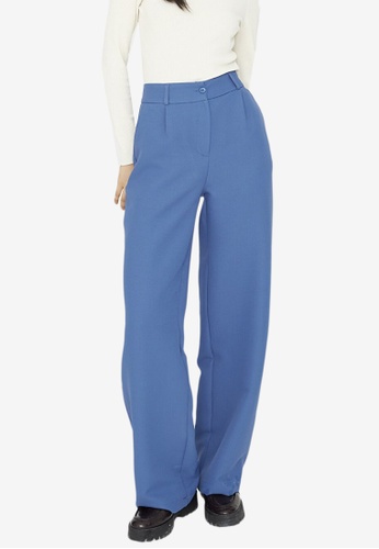 Trendyol blue High Waist Trousers 8EA7FAA0CF043CGS_1
