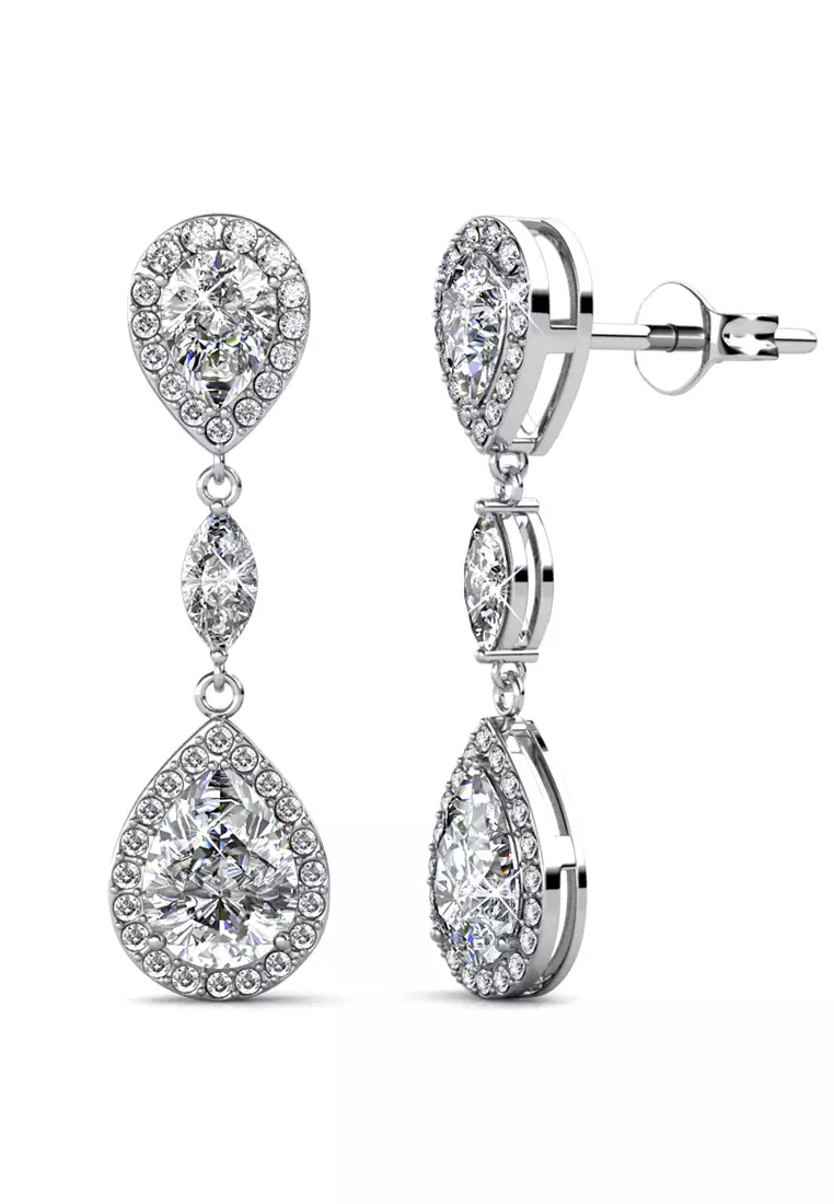 Her Jewellery Layla Drop Earrings White Gold Luxury Crystal Embellishments plated with 18K Gold