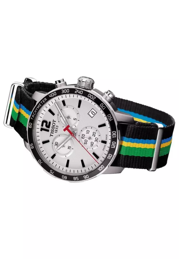 Tissot Quickster Chronograph BAKU 2015 Special Edition Silver Dial Textile Band Quartz Watch T0954171703702