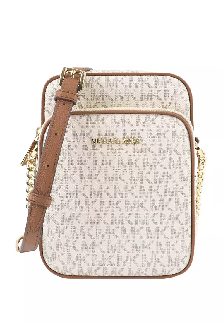 Michael Kors Jet Set Travel Medium Logo Crossbody Bag - Vanilla • Price »