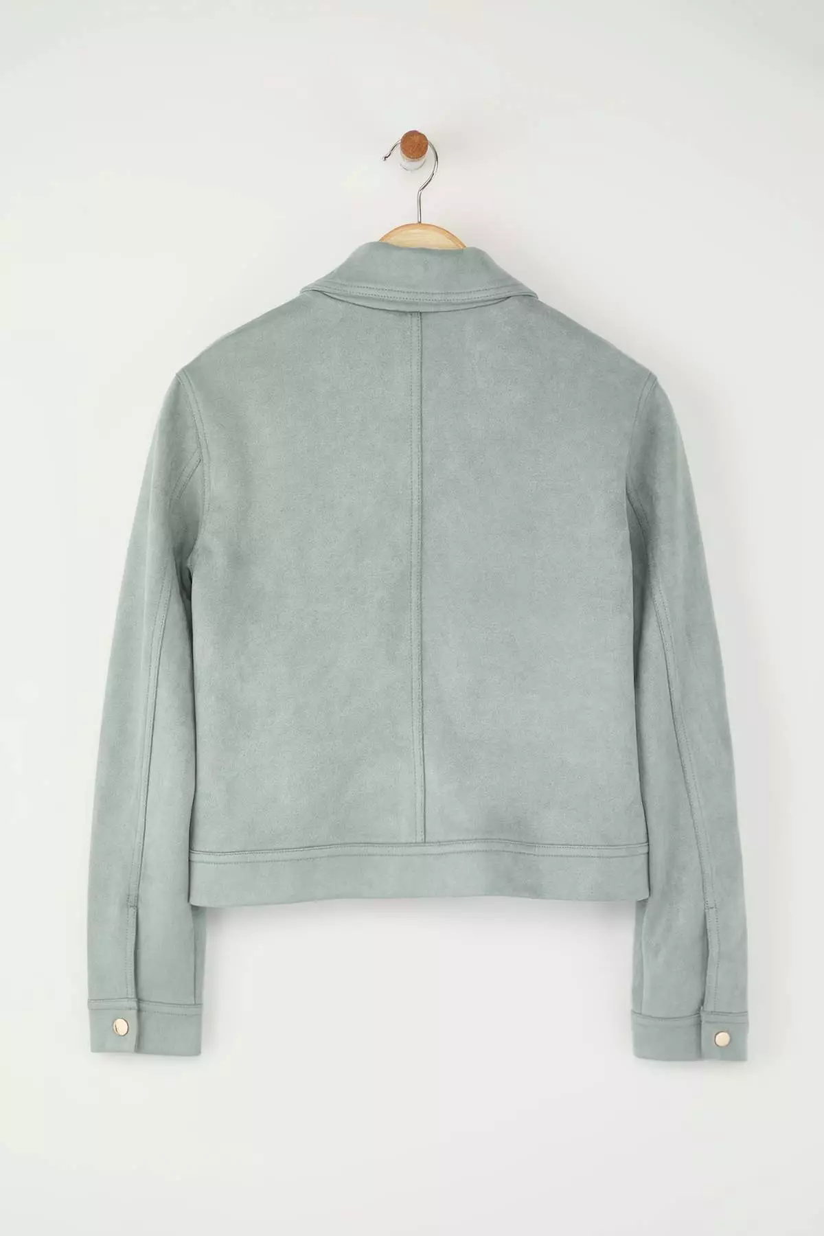 Blue Fitted Mold Suede Slim Jacket Coat