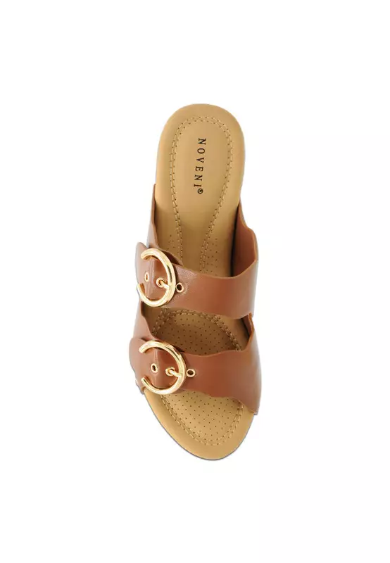 Solid Tone Wooden Casual Heels