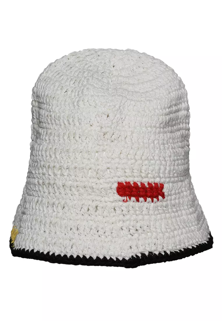 White Rainbow Knit Bucket Hat
