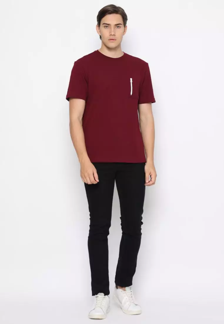 MATSUDA Kaos Polos 24S Texture Honeycomb T Shirt Saku Zipper Koka