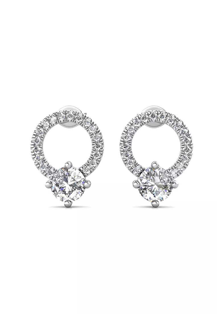Berlian Moissanite Le Rond Earring [GRA CERTIFICATE MOISSANITE DIAMOND] - Anting 0.6 CT Moissanite Diamond 925 Silver Celesta by Her Jewellery