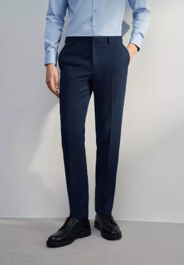 Teflon Regular Fit Twill Suit Pants