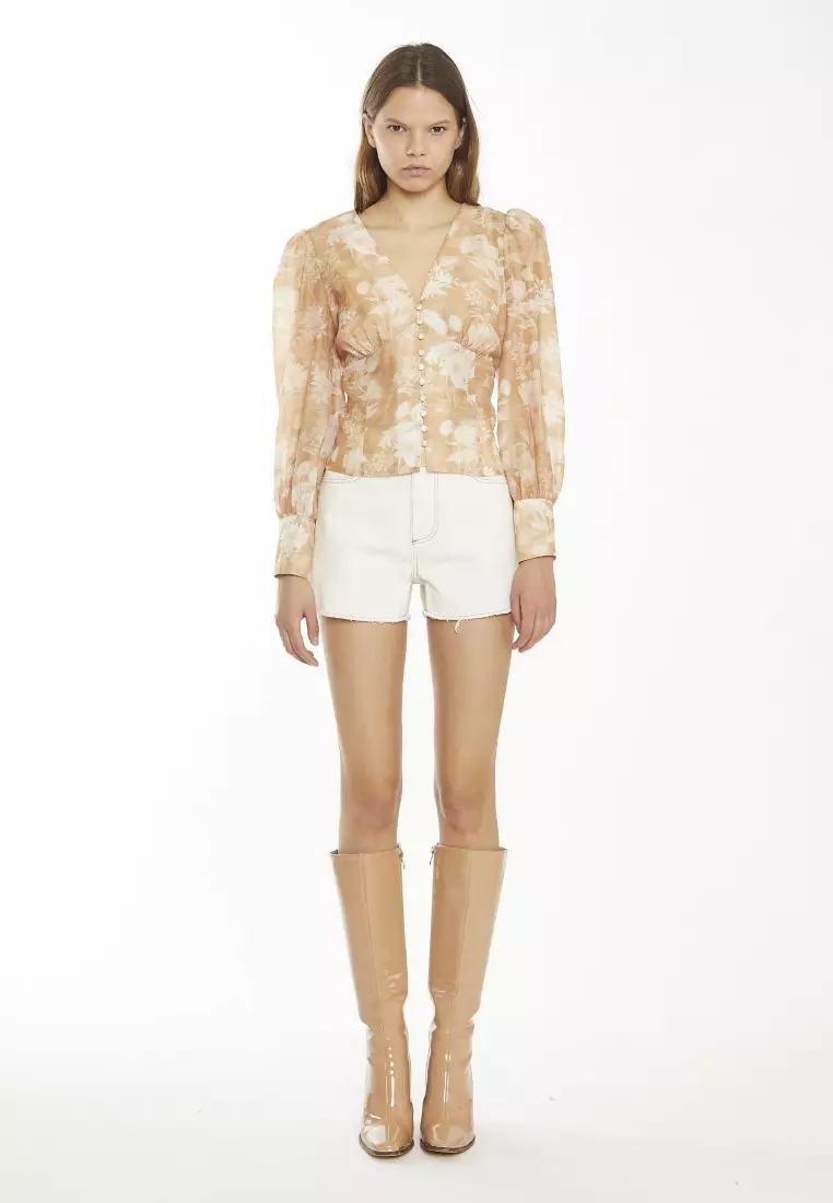 V-neck Button Front Blouse