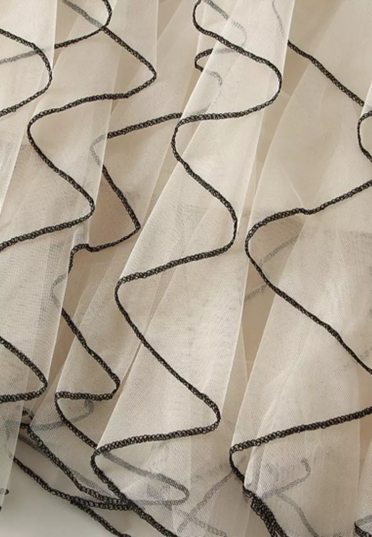 Wave Pattern Mesh Cake Dress AF0961
